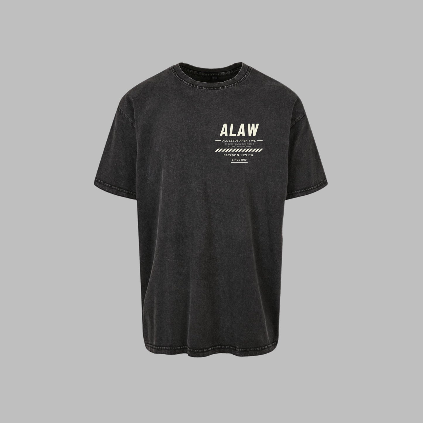 ‘ ALAW ’ Leeds Premium Acid Washed Charcoal Black Tee