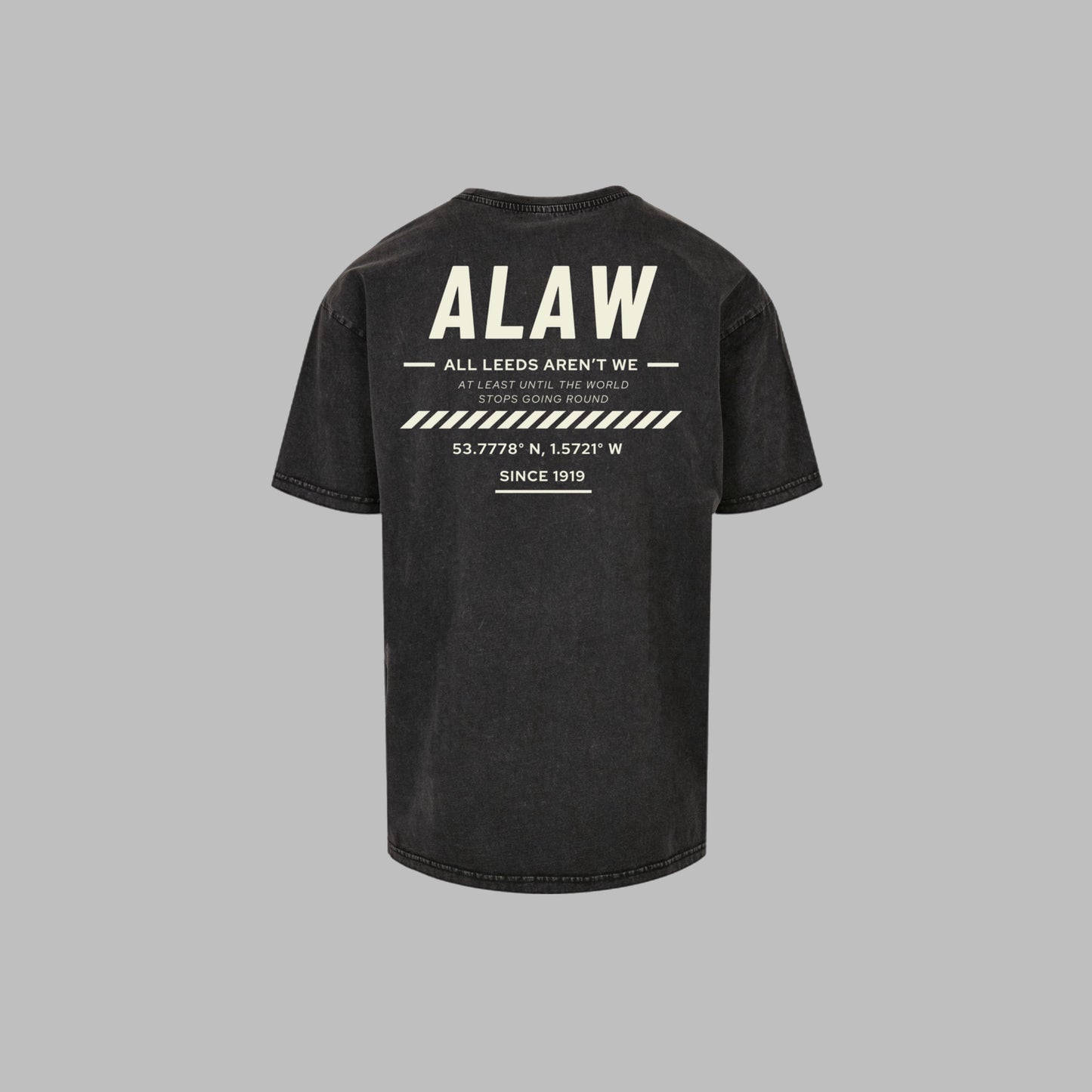 ‘ ALAW ’ Leeds Premium Acid Washed Charcoal Black Tee