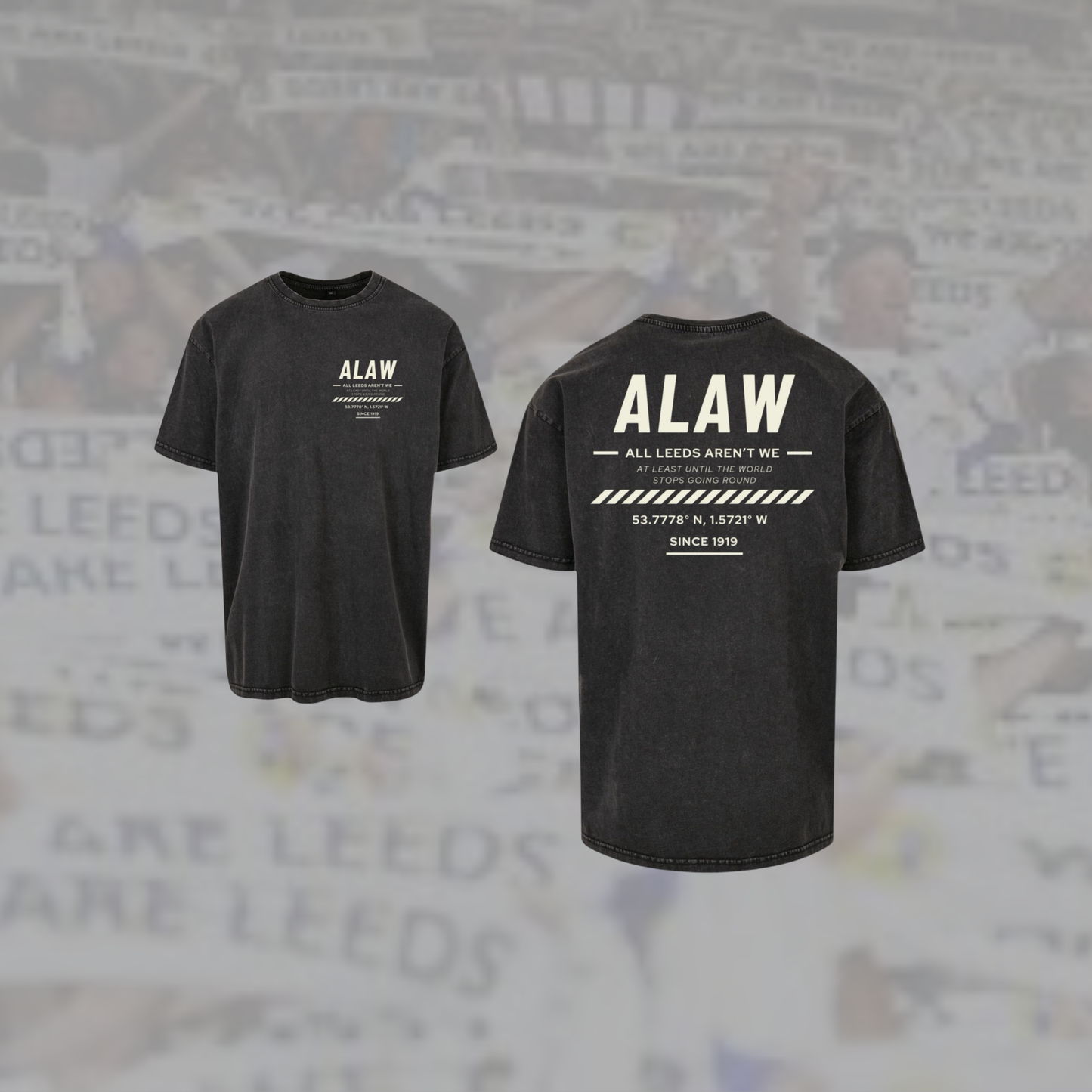 ‘ ALAW ’ Leeds Premium Acid Washed Charcoal Black Tee