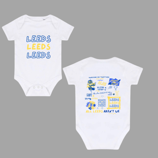 ‘ LEEDS DOODLE ’ Leeds Baby bodysuit in 3 colours