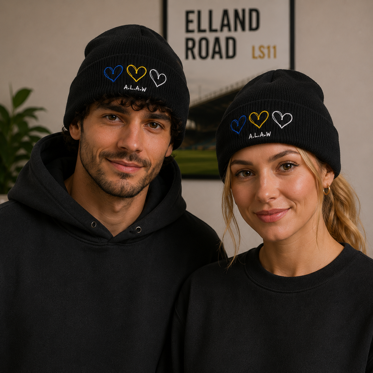 ALAW Hearts Black Beanie Hat