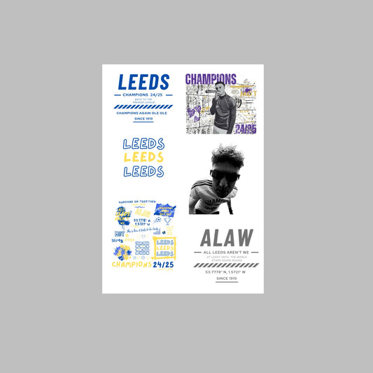 LEEDS ‘ CHAMPIONS ‘ A5 STICKER PACK
