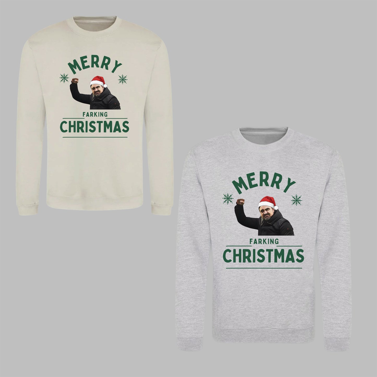‘ MERRY FARKING CHRISTMAS ’ Christmas jumper in 2 colours (plus tees)