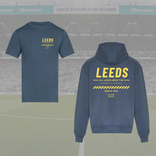 ‘ LEEDS ’ Statement tee/hoodie Airforce blue x Yellow