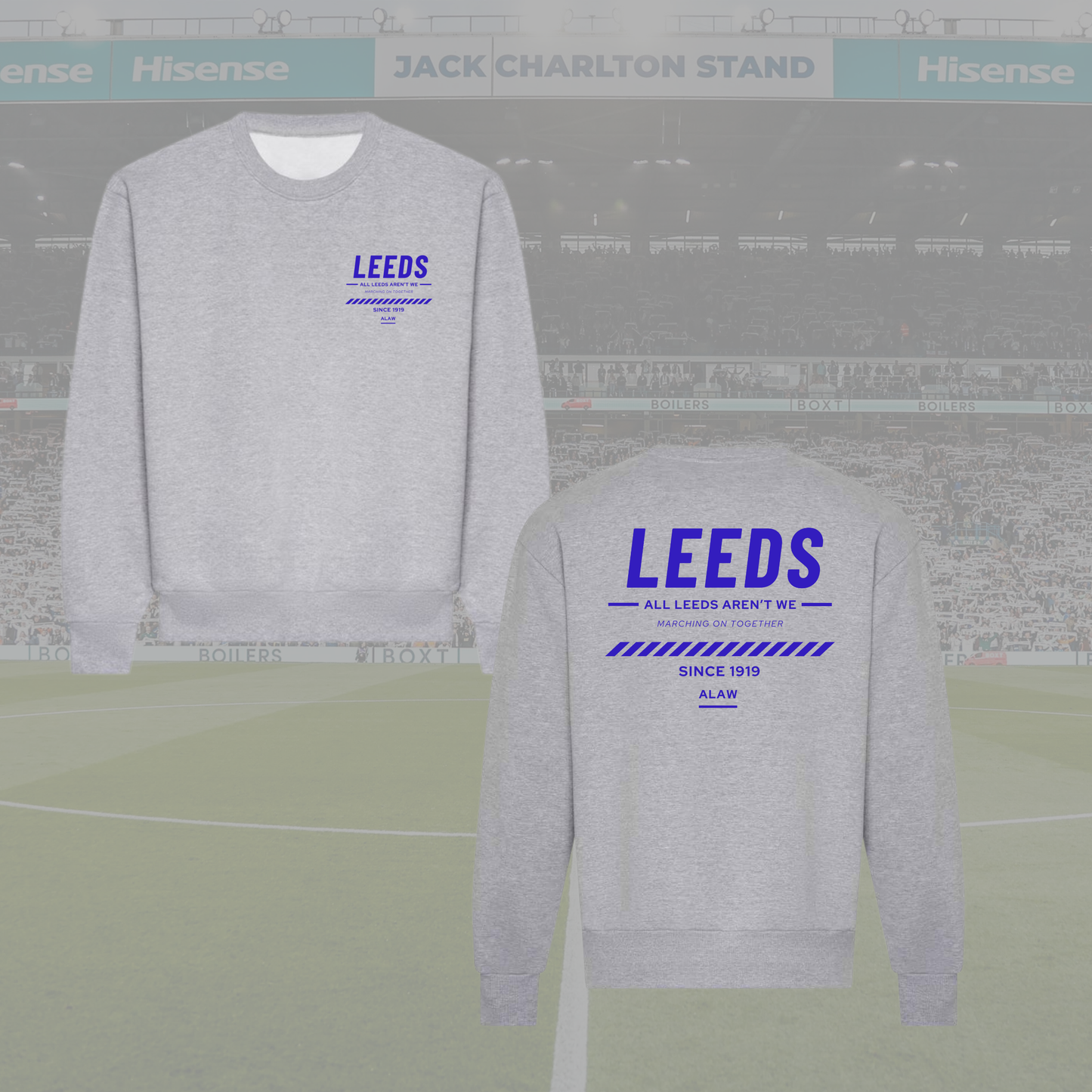‘ LEEDS ’ Statement tee/hoodie/jumper Heather Grey x Navy