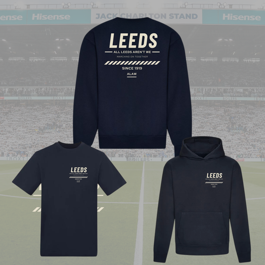 ‘ LEEDS ’ Statement tee/hoodie/jumper Navy x Off white